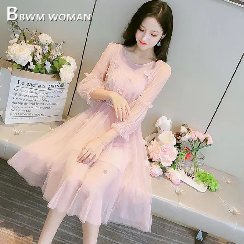 Новинка Весна 2019 милое женское платье модные облегающие Женские платья из двух