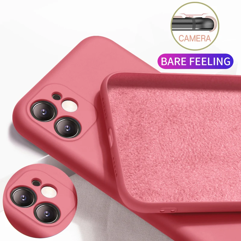 

For iPhone 11 12 Pro Case Luxury Original Liquid Silicone Soft Cover For iPhone 7 6 6S 8 Plus X XR XS Max Shockproof Phone Case