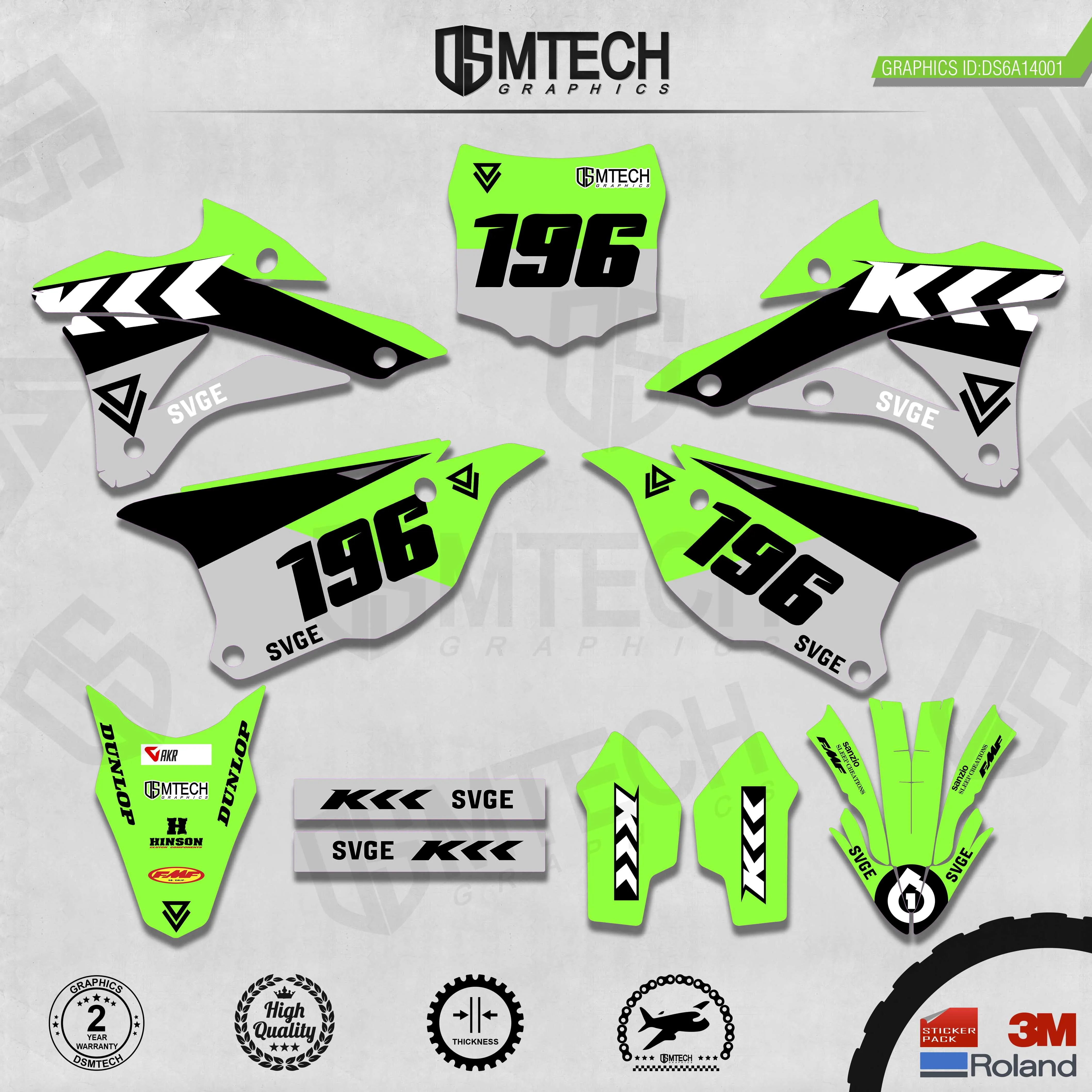 DSMTECH Customized Team Graphics Backgrounds Decals 3M Custom Stickers For KAWASAKI  2014 2015 2016 2017 2018 2019 KX85-100 001
