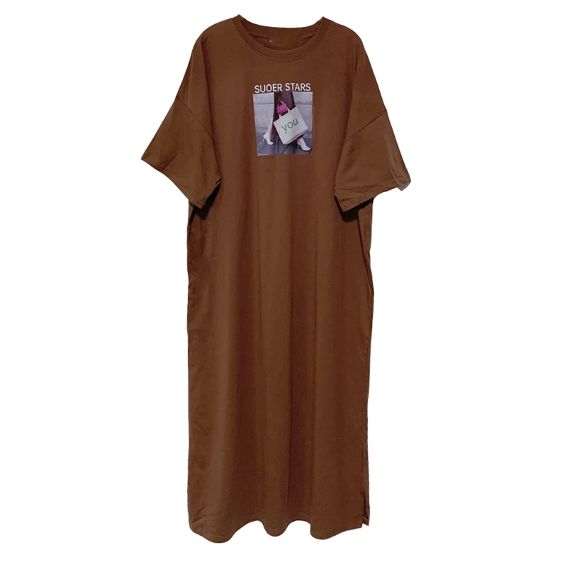 

NYFS Summer dress 2021 New Large size long dress Vestidos Robe Elbise Fashion Cotton Printing Woman Dress