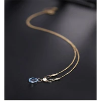 daimi sky blue water drop topaz pendant female gemstones genuine 925 silver color treasure necklace