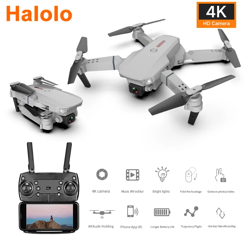 

Квадрокоптер складной с камерой 4k HD, Wi-Fi, Fpv E88
