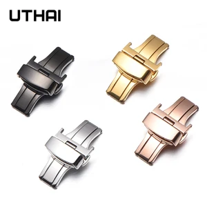 UTHAI Watch Fold Пряжка P90 из нержавеющей стали бабочка двойная нажимная Пряжка 10-22 мм Кнопка установки застежка пряжки часы аксессуары