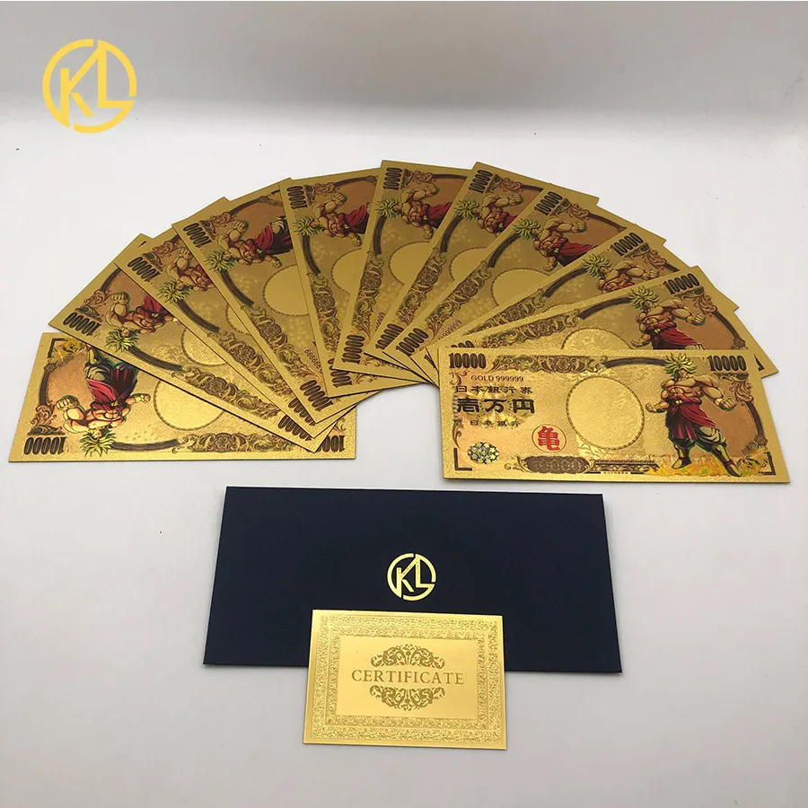 5 шт. или 10 шт./лот, японский dragon ball z Master Roshi 10000 Yen, Золотые пластиковые банкноты для детской классической коллекции памяти - Цвет: Dragon Ball8