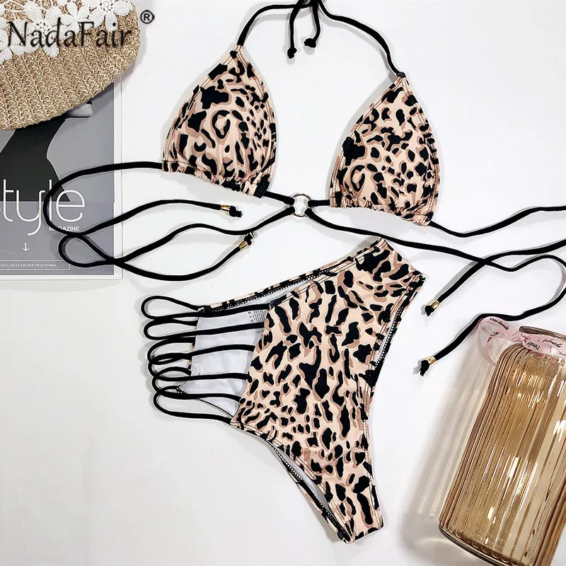 Nadafair 2020 бандажный неоновый сексуальный комплект бикини женский купальник