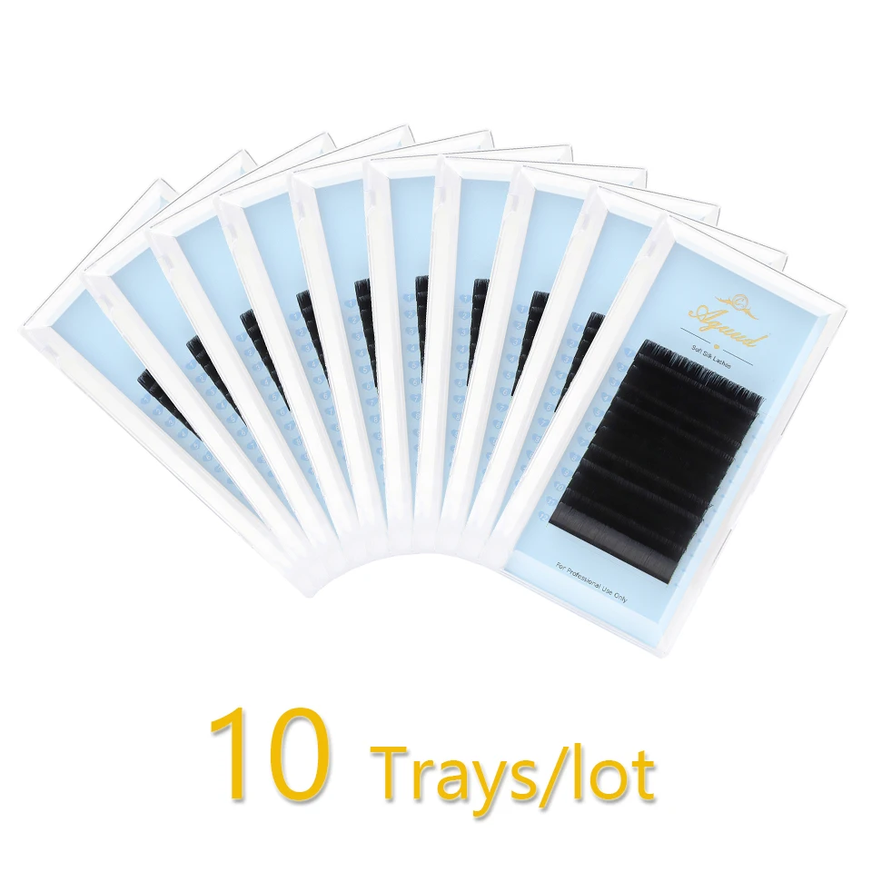 

AGUUD 10 Trays/lot False Lash Extension Supplies Classic Individual Lashes Silk Eyelash Extension Mink Russian Volume Eyelashes