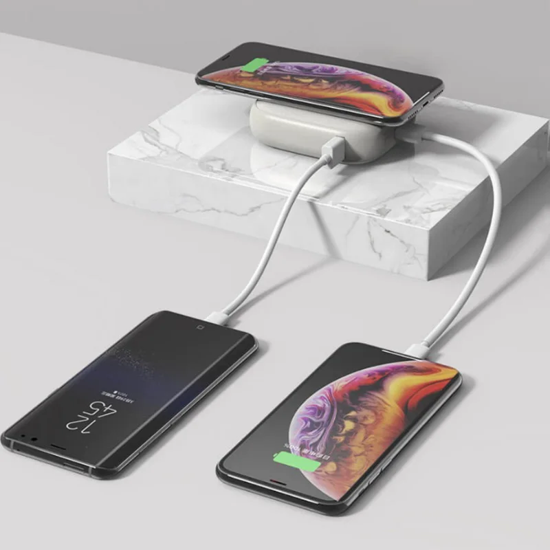 SOLOVE 10000 мА/ч Wireless Power Bank QI зарядное устройство с двумя портами USB быстрая зарядка