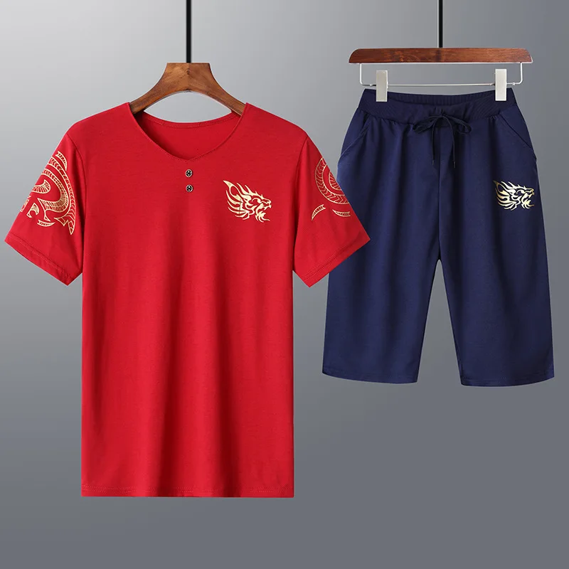 

Summer Sportswear Men Sport Suit Loose Quickly Dry Sweatshirt+pant Male Running Jogger Fitness Casual Gym Workout Set Tracksuit