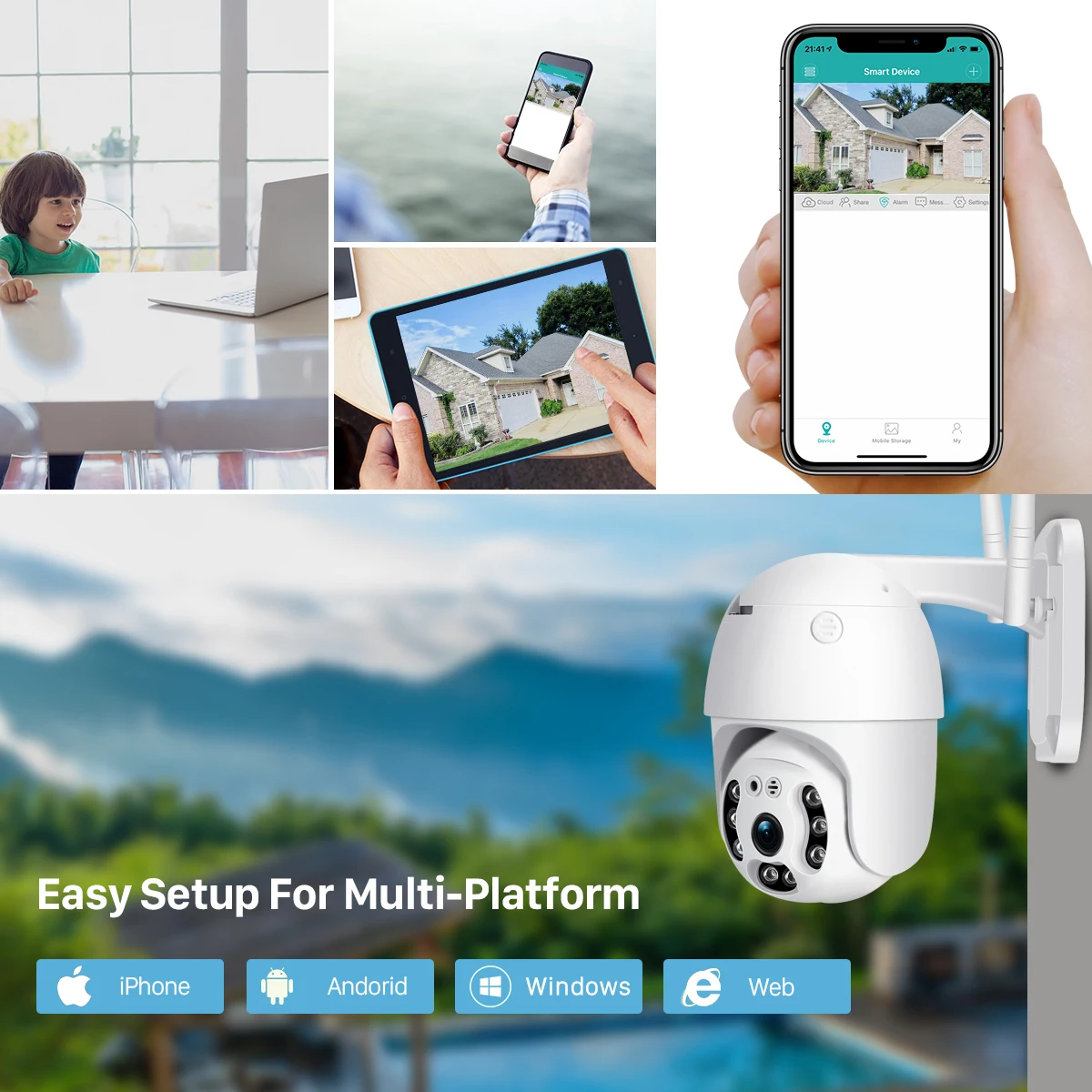 Наружная 2MP облачная PTZ камера скоростная купольная 1080P Wifi ONVIF беспроводная