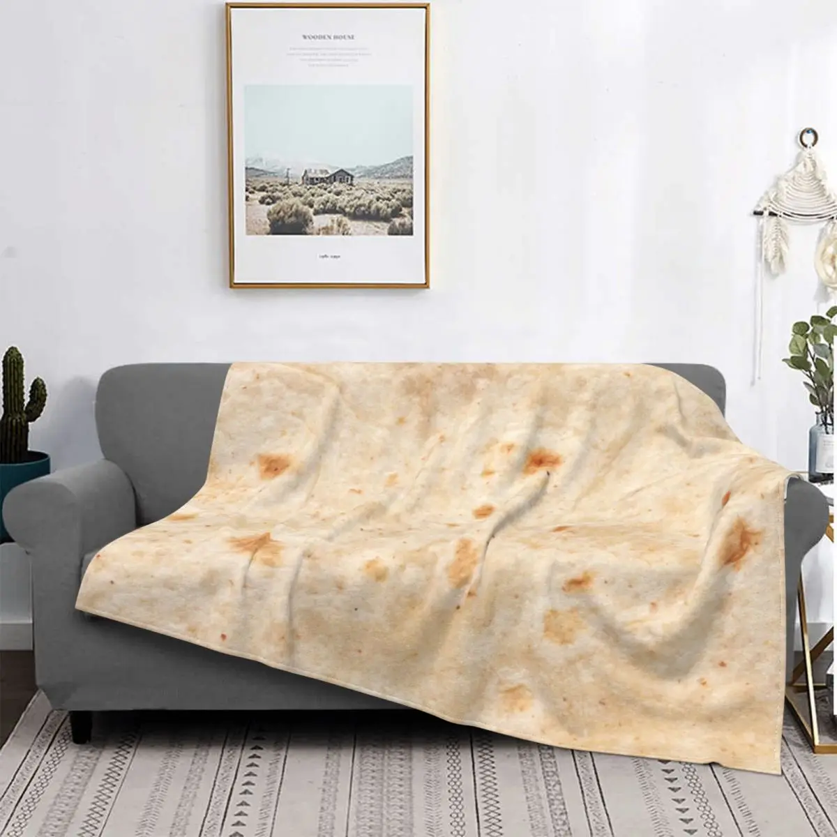 

Tortilla Burrito Wrap Blanket Flannel Textile Decor Food Crispy Breathable Warm Throw Blankets for Home Car Quilt