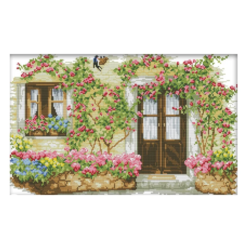 

Стартовые наборы для вышивки, штампованные наборы для вышивки крестиком для начинающих, для самостоятельной вышивки-роза, кабина 60x41 см