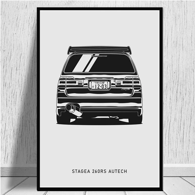 Постер на автомобиль в черно-белую машину 80-х годов AE86 S1 спортивный пикап