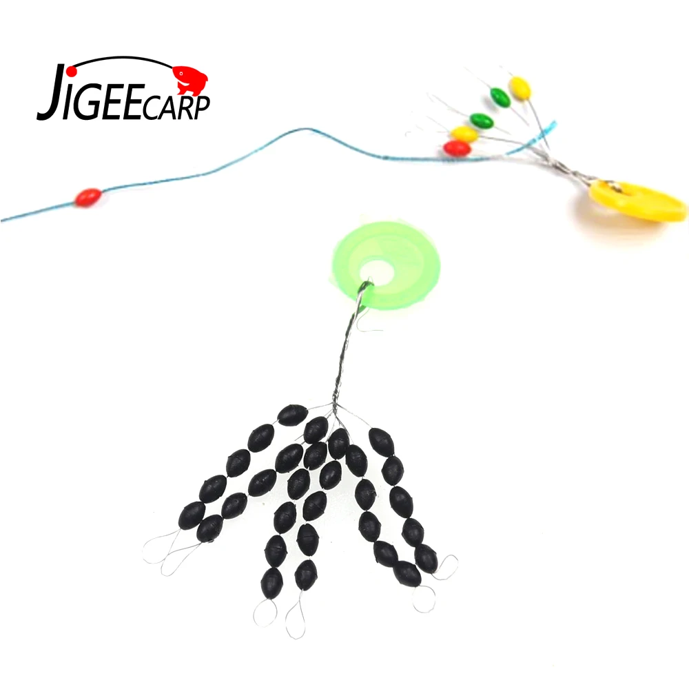 JIGEECARP 20 комплектов для ловли карпа и соленой воды рыболовные снасти и поплавок резиновые стоп/пробки черная оливковая форма космические бобы резиновое сухожилия