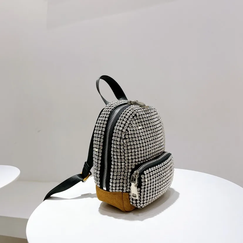 Рюкзак со стразами мини-сумка с кристаллами модная женская школьная сумка для