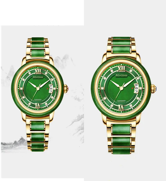 

Luxury jade watch Ms natural real jade automatic mechanical couple watches popular classic personality business gift men watch