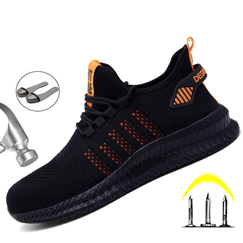 

2021 new safety shoes men work safety boots destruction anti-stab breathable labor shoes male steel toe work shoes dropshipping