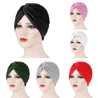 Индийская мусульманский тюрбан Женская кепка с перехлёстом, эластичная трикотажная шапка для выпадения волос