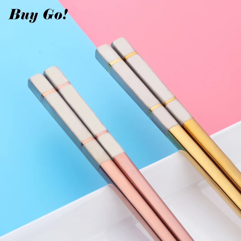 Палочки для еды квадратные из нержавеющей стали с лазерной гравировкой 10