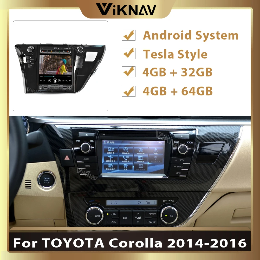 

Автомобильный мультимедийный проигрыватель navi video 10,4 дюйма для-Toyota Corolla 2014, 2015, 2016, Авторадио с GPS-навигацией, 2din автомобильное радио, стерео