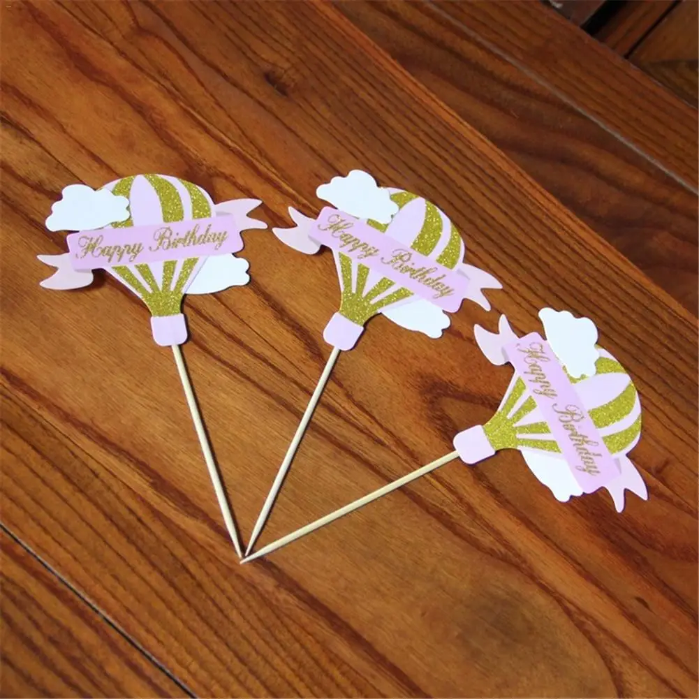 Торт украшение торт топперы-ярко-розовый горячий воздушный шар облако торта