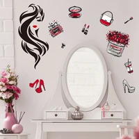 lipstick perfume makeup wall stickers mural removable self adhesive wallpaper sticker for girls bedroom home decor living room