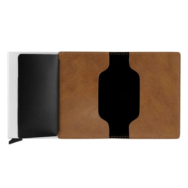 Custom Picture Engraving Personalized Leather Card Holder RFID Wallet Custom Brown Men Fashion Business Card Holder