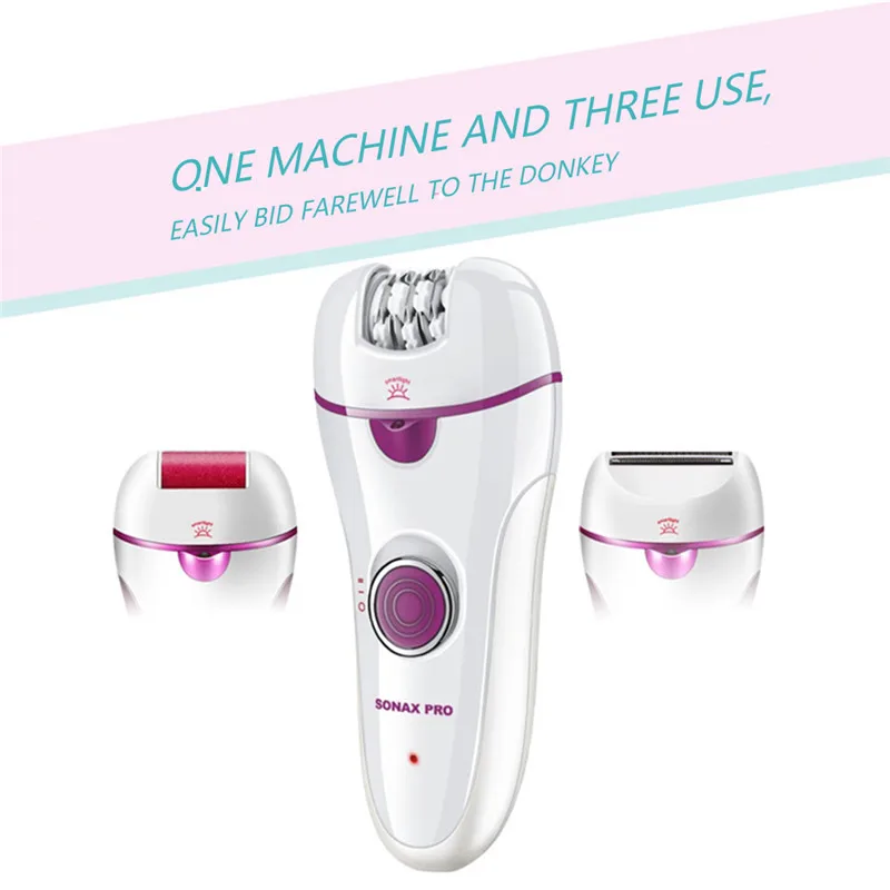 Women Epilator 3 In 1 Lady Shaver Painless USB Charge For Total Face And Body Hair Eyebrow Trimmer