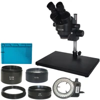 Professional 3.5X-90X Table Stand Zoom Binocular Stereo Microscope Inspection PCB Repair Microscopio 56 LED Light Lamp Mat