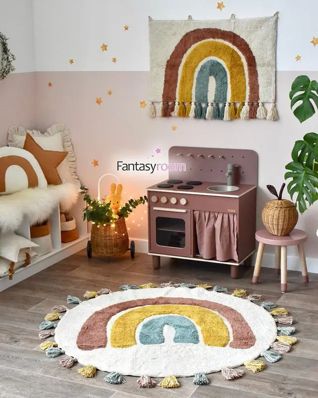 INS Children's Room Rainbow Pattern Carpet Kids Play Game Pad Baby Crawling Mat Baby Room Decoration Newborn Photography Props