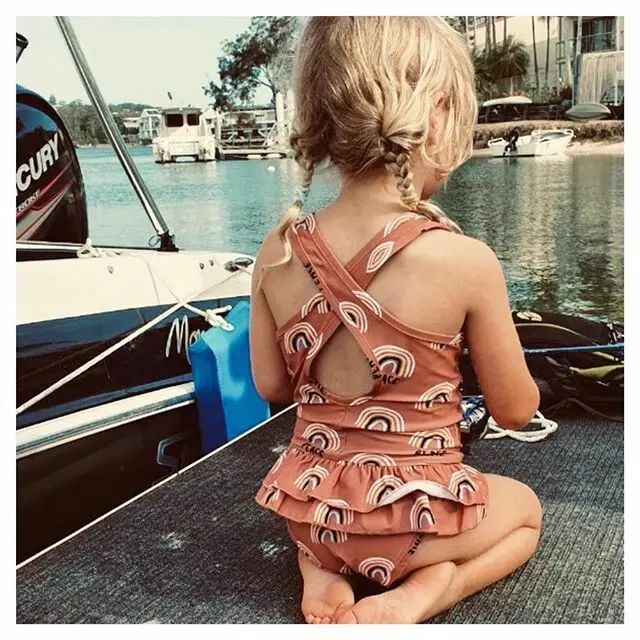 Детское цельное Боди без рукавов для девочек ясельного возраста купальный