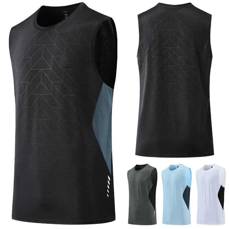 

Men Running Vests Thin Quick Dry Training Tank Top Patchwork Summer Fashion Sport Singlet 2022 New Fitness Sleeveless Shirt