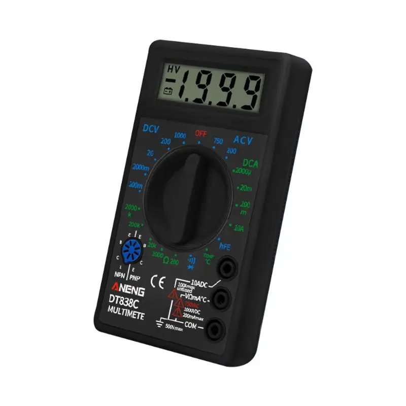 

DT838 Digital Multimeter Tester AC/DC Voltage Current Resistance Temp Test Meter 203C