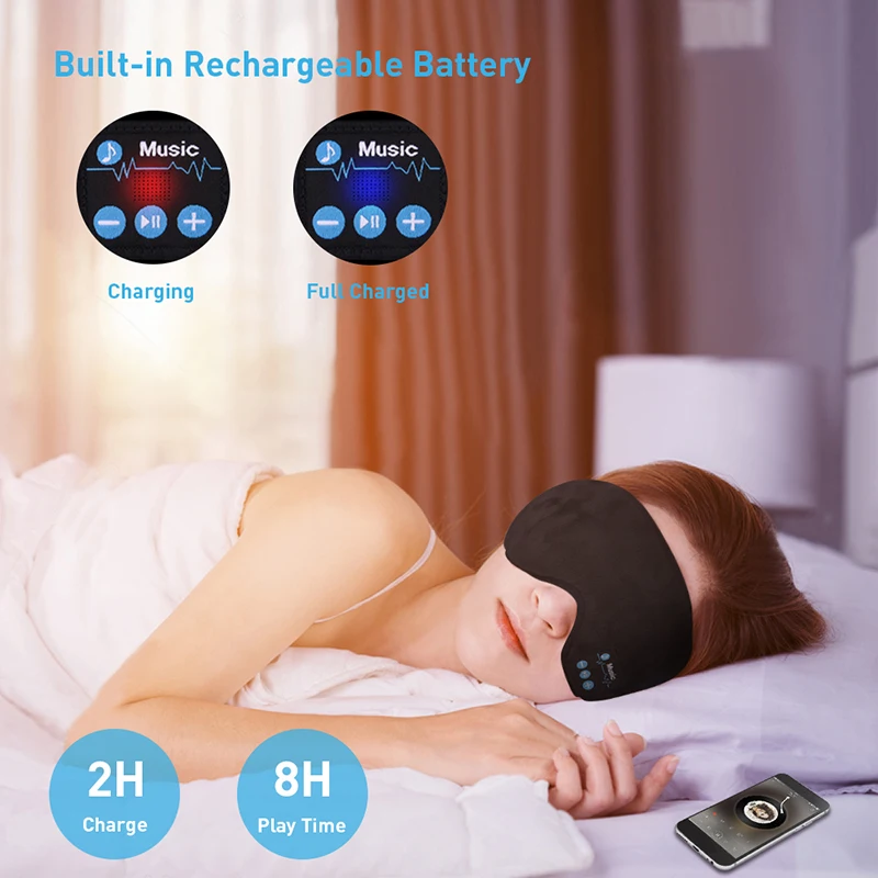 Беспроводные Bluetooth Eyemask перезаряжаемые Наушники маска для сна 5 0 мягкие наушники