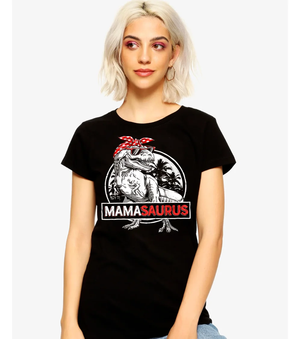 

Mamasaurus T rex Dinosaur Funny Mama Saurus Family Matching Unisex O - Collar Four - Season Printing T-shirt Short Sleeves