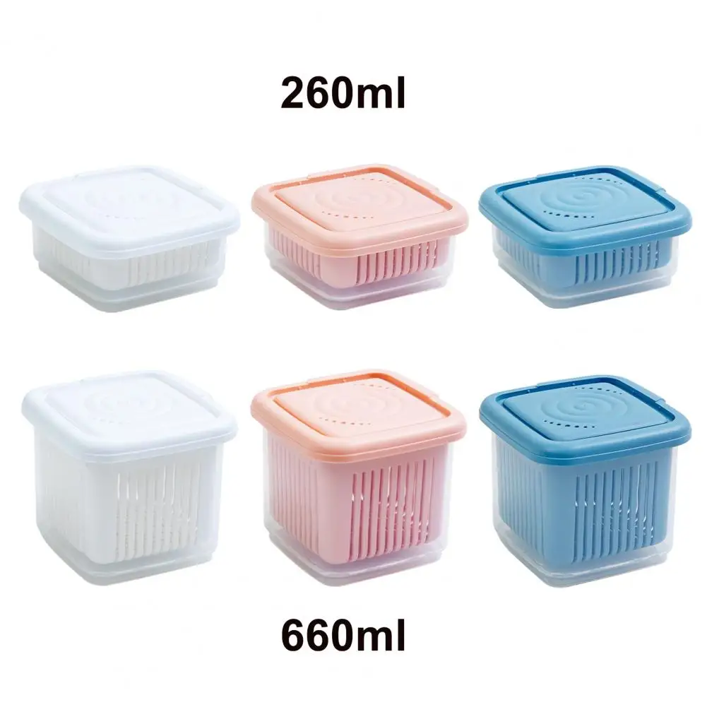 

Kitchen Plastic Storage Box Fresh-Keeping Box Refrigerator Fruit Vegetable Drain Crisper Kitchen Storage Containers With Lid