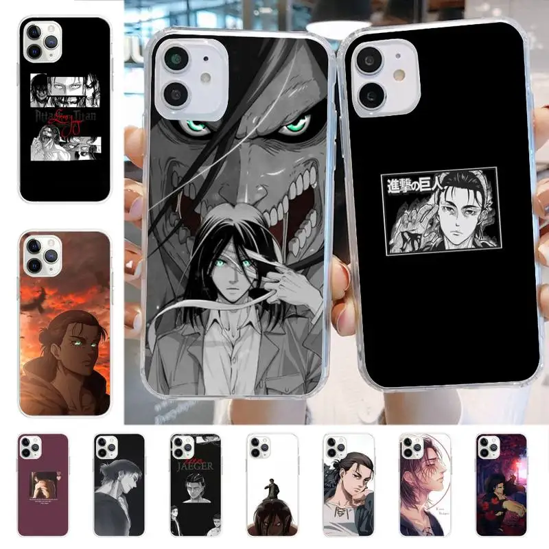 

YNDFCNB Eren Jaeger Attack On Titan Phone Case for iPhone 11 12 13 mini pro XS MAX 8 7 6 6S Plus X 5S SE 2020 XR cover