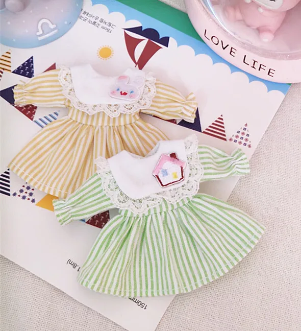 

Ob11 Molly striped lace collar small fresh dress doll clothes skirt