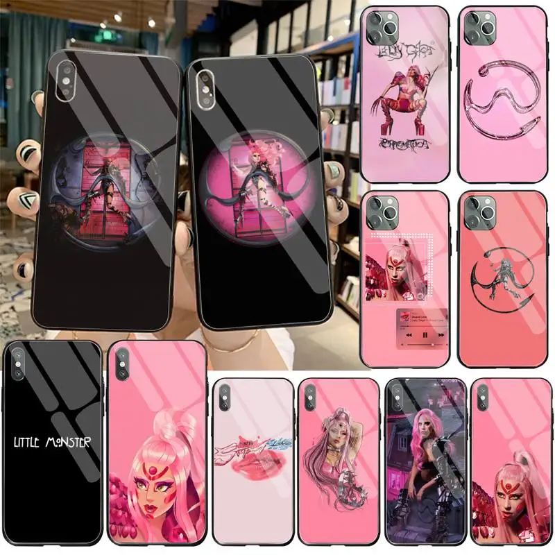 YJZFDYRM chromatica Lady Gaga Coque Shell Phone Case Tempered Glass For iPhone 11 Pro XR XS MAX 8 X 7 6S 6 Plus SE 2020 case