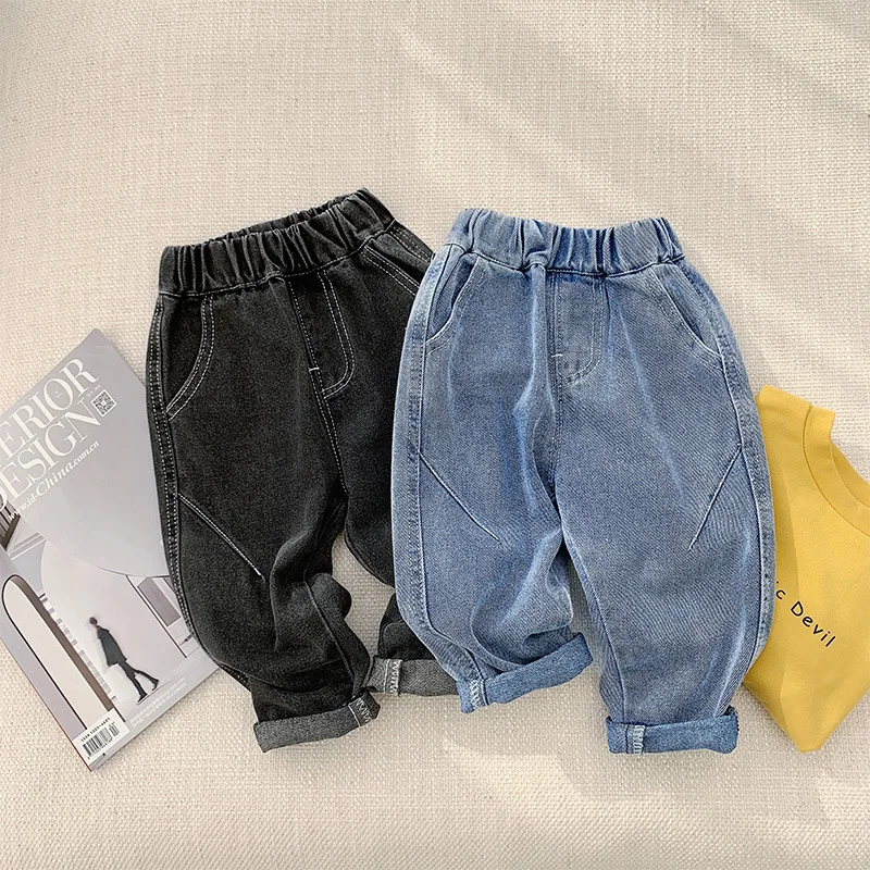 

2021 Vintage Baby Spring Autumn Jeans Pants For Boys Children Kids Trousers Clothing High Quality Teenagers