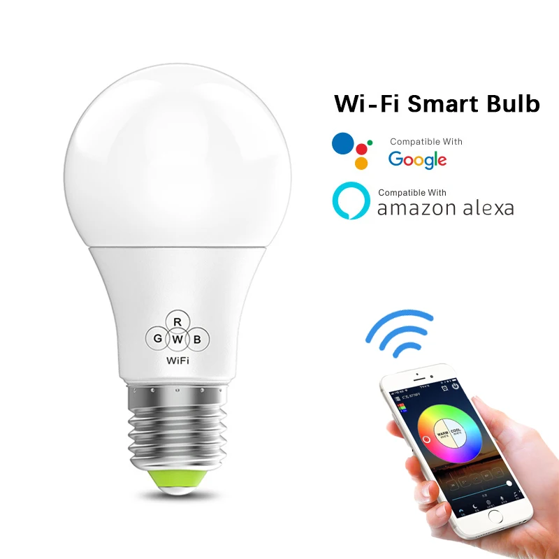 WiFi смарт светильник E27 7 Вт Светодиодная лампа совместима с Alexa и Google Assistant musice