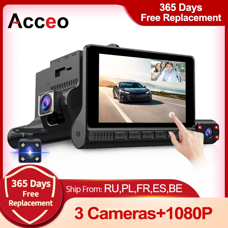 ACCEO Car DVR 3 камеры s объектив 4 0 дюйма Dash камера двойной с камерой заднего вида