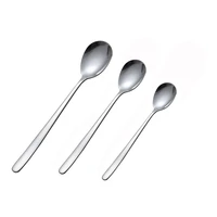 3pcsset solid flat soup with long handle different size ice stirring spoon tableware 304 stainless steel korean style spoon set