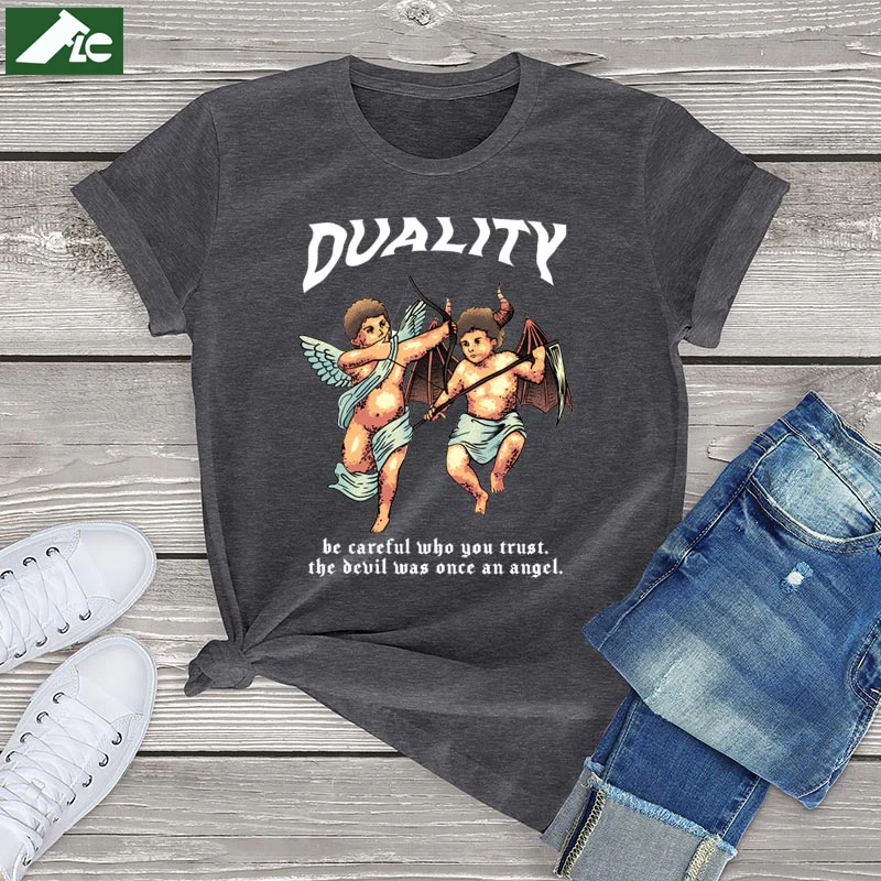 

Cotton Duality T Shirt Women Clothing Be Careful Who You Trust Graphic Shirts Women Streetwear Unisex Girls Tees Harajuku Tops