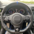 Чехол рулевого колеса автомобиля ручной работы из натуральной кожи черного цвета из углеродного волокна для Volkswagen Golf 6 GTI MK6 Scirocco R