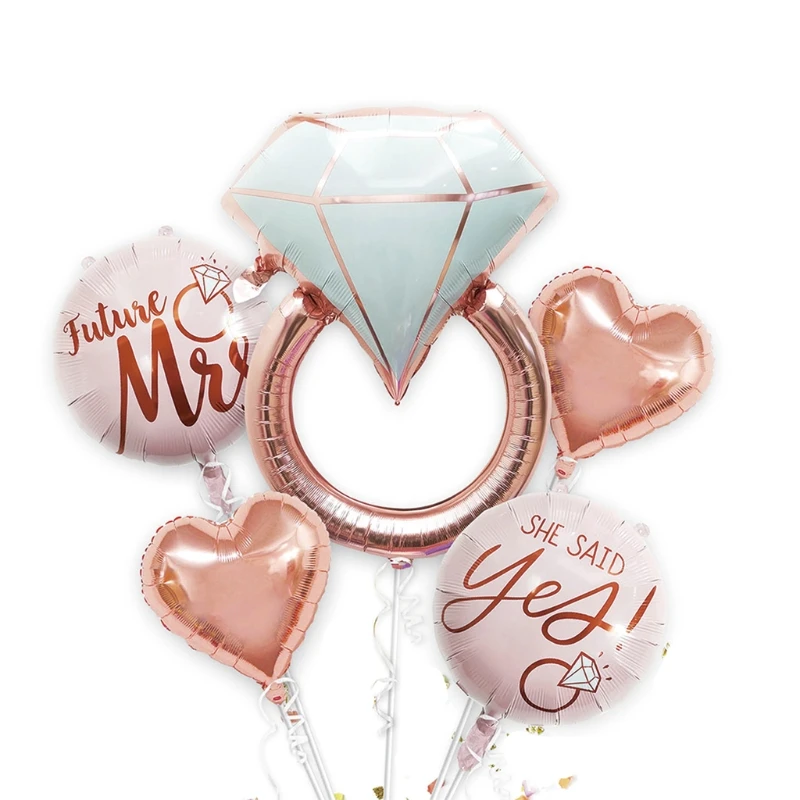 

P15C Happy Galentine's Day Decorations Ring Balloon She Said Yes Balloons Propose Marriage Party Decor Supplies for Valentine's