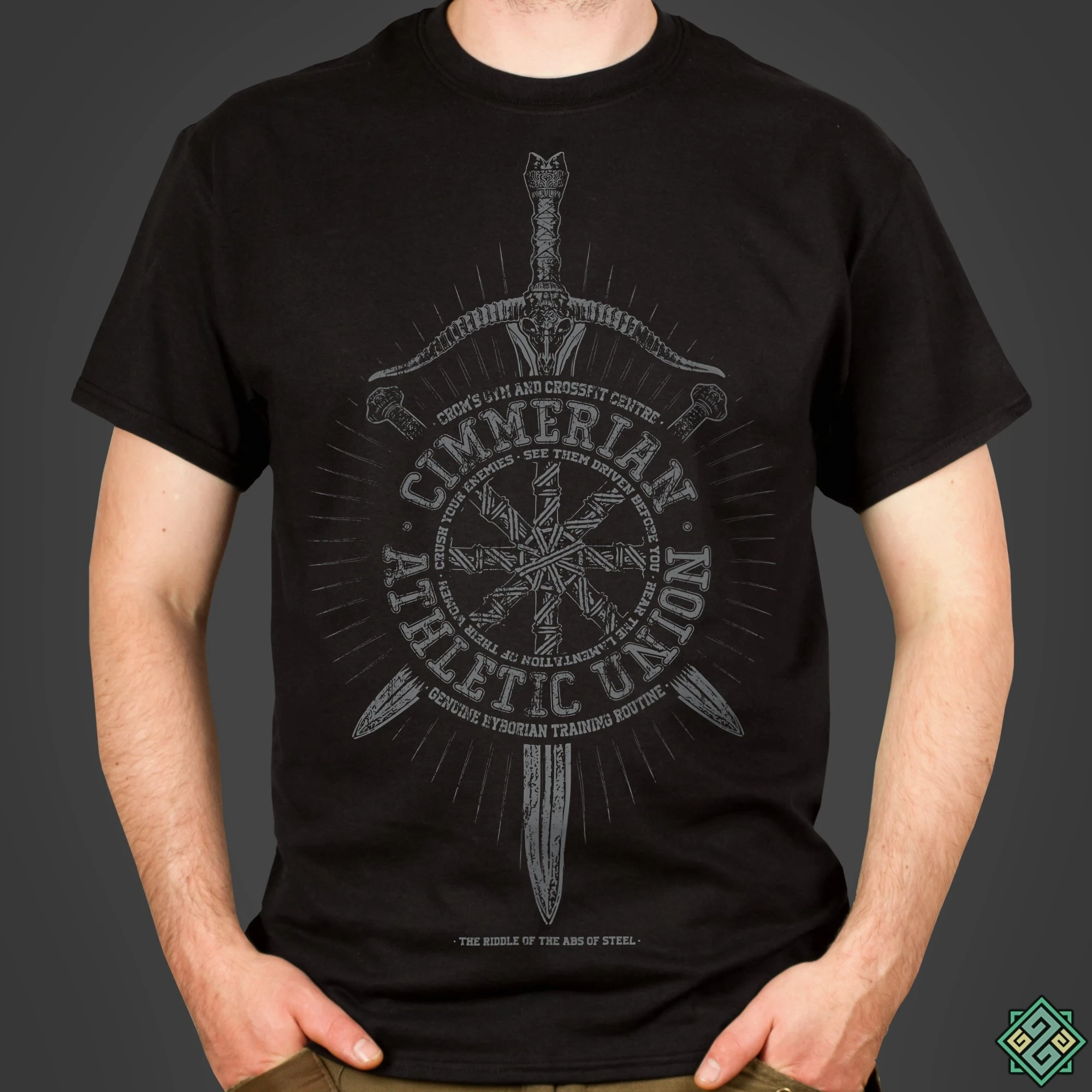 Abs Of Steel A Conan The Barbarian Inspired Мужская футболка с экраном напечатанная вручную Geek Gift