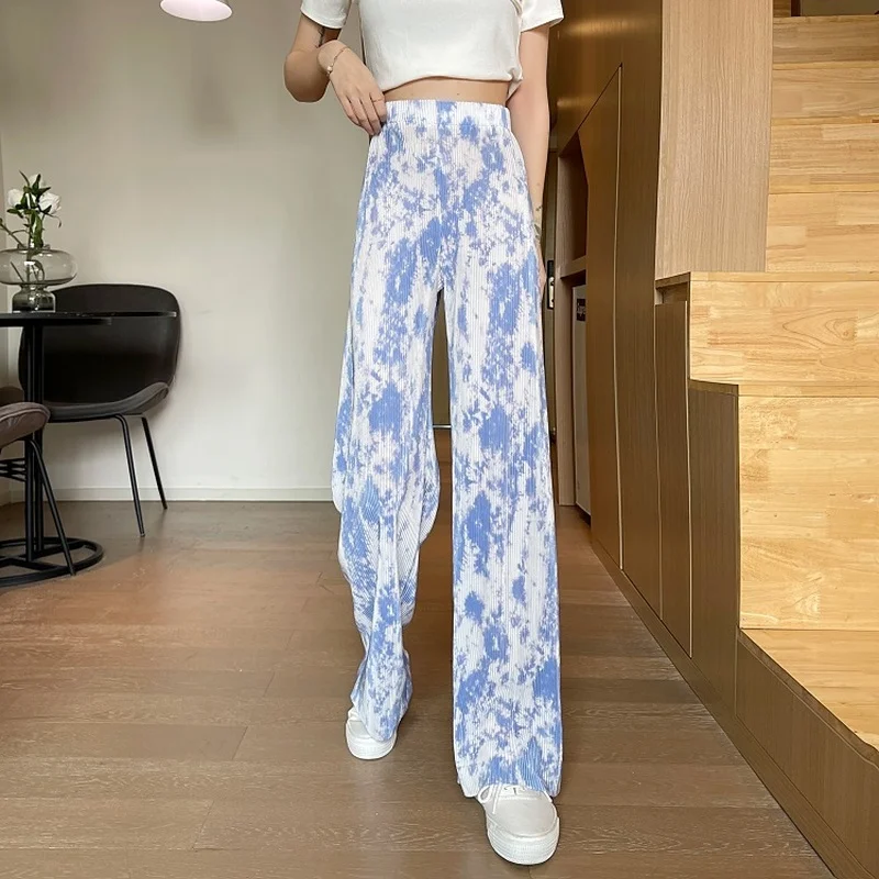 

2021 new jeans Korean loose and versatile drop wide leg pants tie dyed casual pants straight pants women's wear