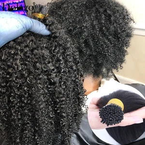 3B 3C афро кудрявые человеческие волосы бразильские натуральные волосы I накладные волосы для наращивания Microlinks объемные натуральные черные волосы для женщин