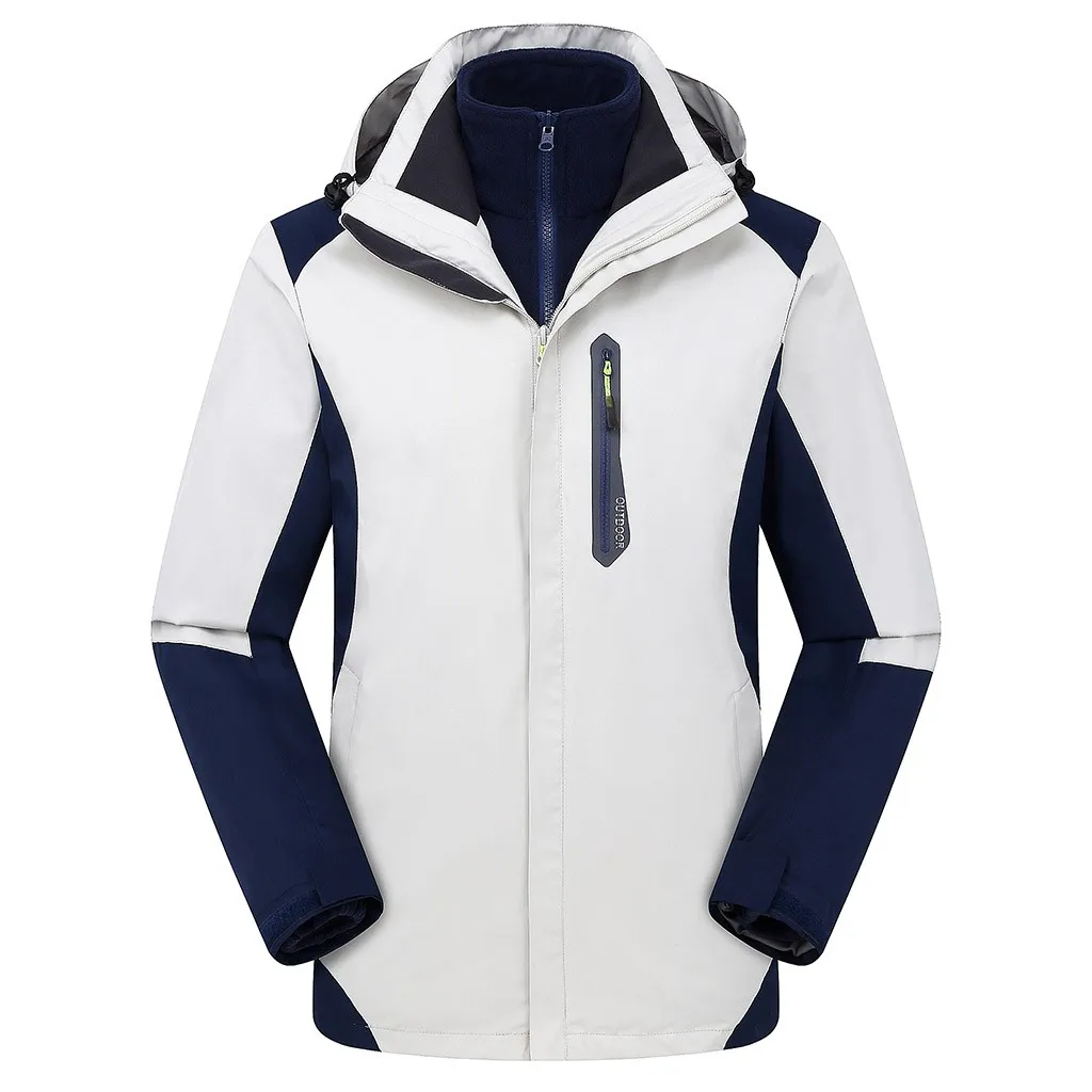 Мужская зимняя флисовая куртка с капюшоном ветронепроницаемая и