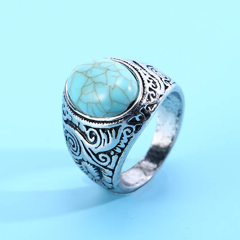 Мужское ретро кольцо очаровательный натуральный камень посеребренное ручной